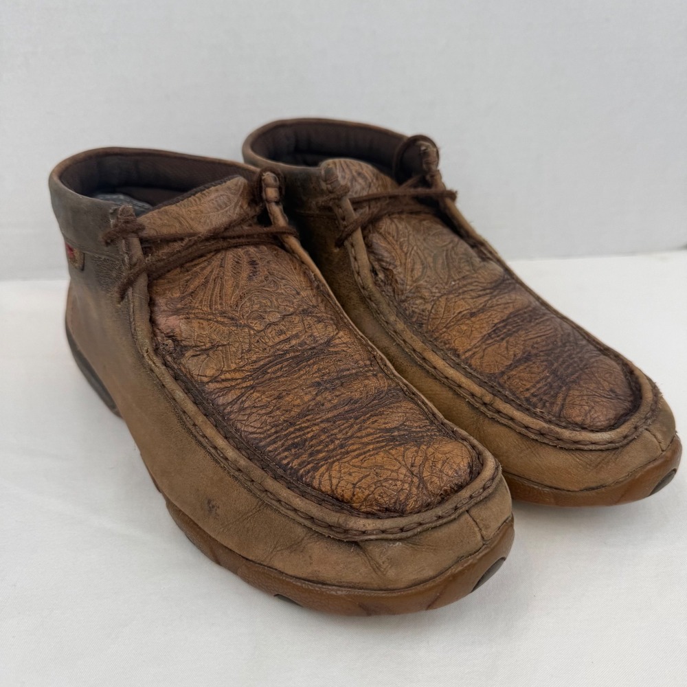 Twisted X Mens Driving Moc Brown Leather Embossed Floral Chukka Boots WDM0079 9M